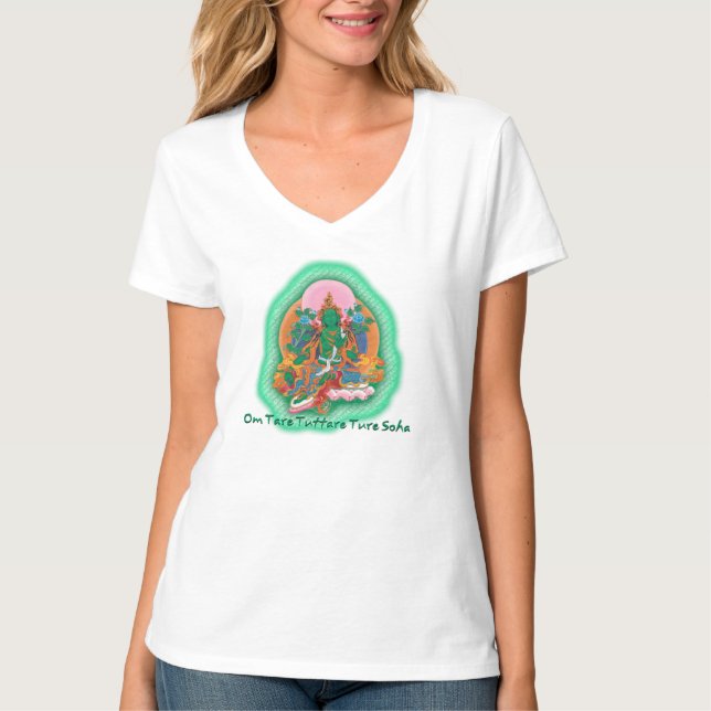 Camiseta femenina verde de Tara (Anverso)