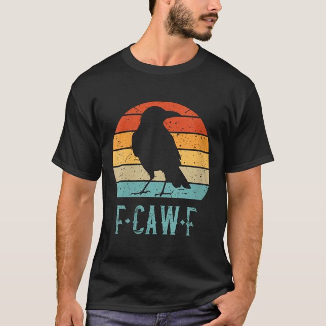Camiseta Femeninas F-caw-f Black Crow Black Bird Retro Suns (Anverso)