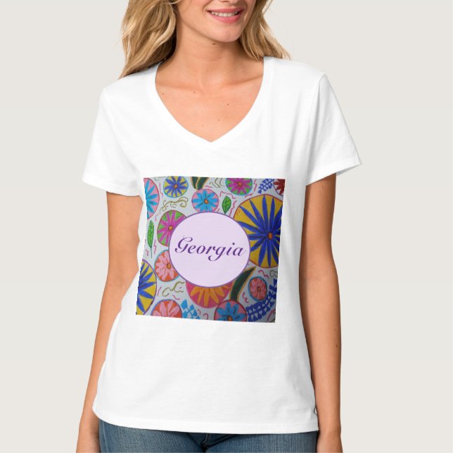 Camiseta Femeninas florales modernas (Anverso)