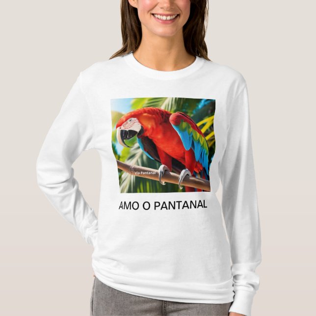 Camiseta Feminina Básica Arara vermelha (Anverso)