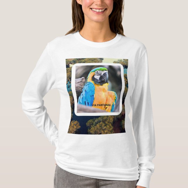 Camiseta Feminina Básica de Mangas Longas Arara (Anverso)