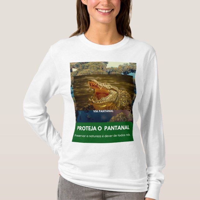 Camiseta Feminina Básica de Mangas Longas Jacaré (Anverso)
