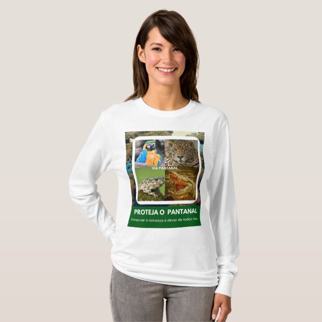 Camiseta Feminina Básica de Mangas Longas Pantanal (Anverso completo)