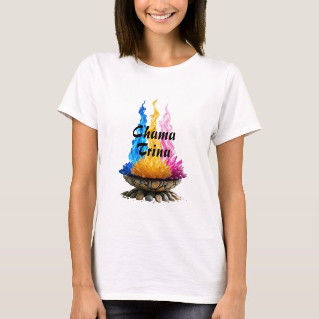 Camiseta Feminina Básica Feminina Chama Trina (Anverso)