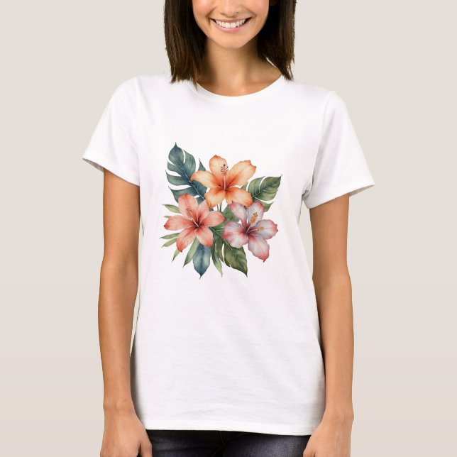 Camiseta Feminina Básica Floral-6 (Anverso)