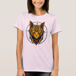 Camiseta Feminina Básica Gato Tribal