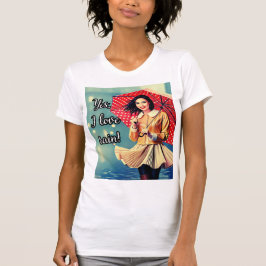 Camiseta Feminina Básica Justa "Yes, i love rain!"