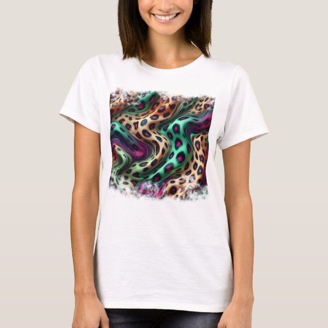 Camiseta Feminina Básica Pele Onça Color (Anverso)