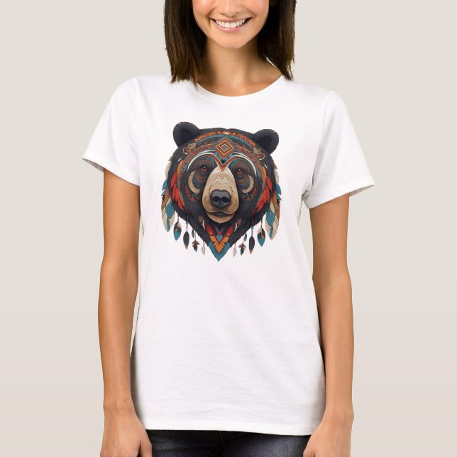 Camiseta Feminina Básica Urso Tribal-3  (Anverso)