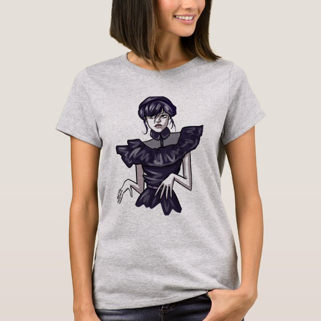 Camiseta feminina com estampa de wandinha (Anverso)