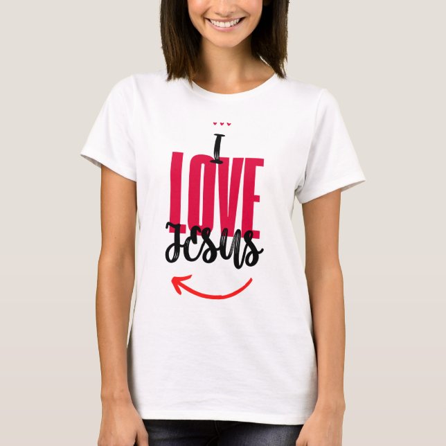 Camiseta Feminina "I Love Jesus" (Anverso)