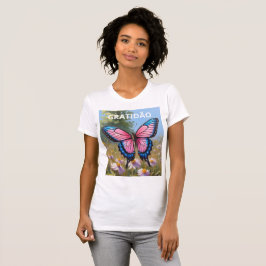 Camiseta feminina justa Bella+Canvas borboleta