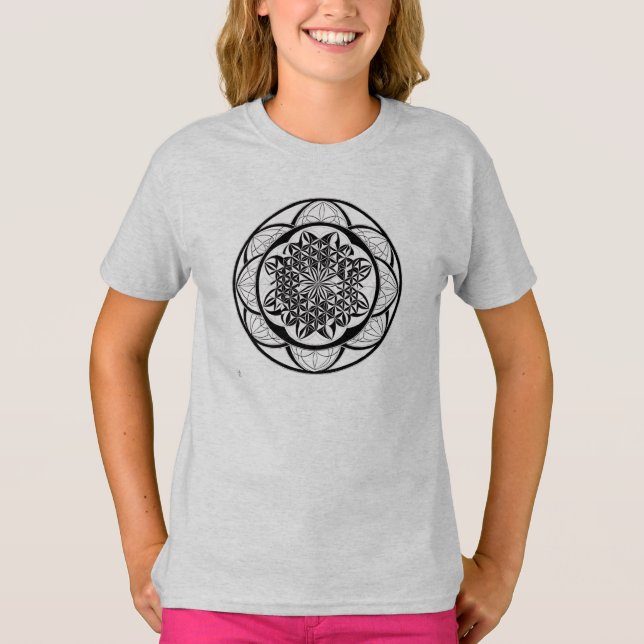 Camiseta Feminina Juvenil Básica Flôr da Vida-6 (Anverso)