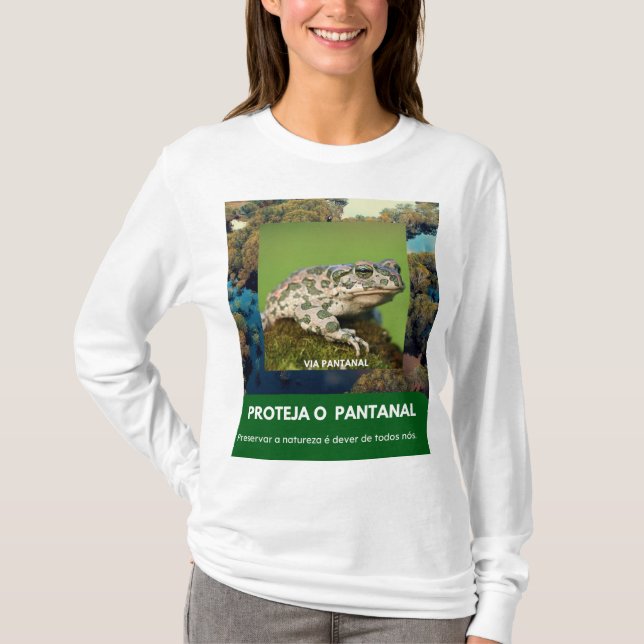 Camiseta Feminina Mangas Longas Via Pantanal Sapo (Anverso)
