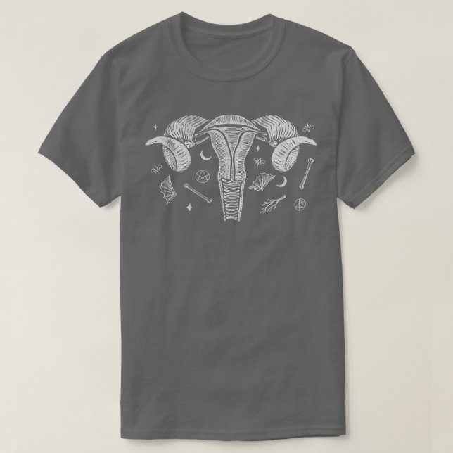 Camiseta Feminismo Wicca Oculta Bruja Uterus Gótico Punk T (Diseño del anverso)