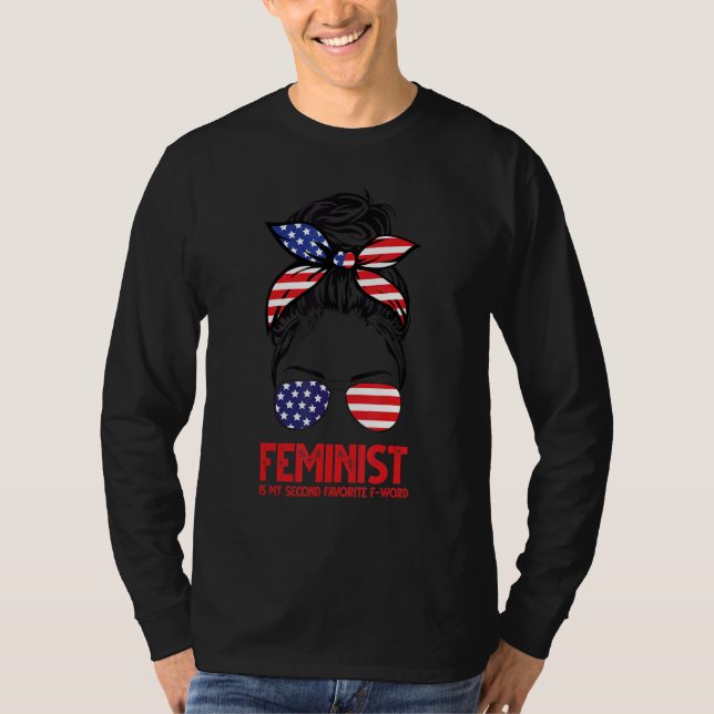 Camiseta Feminist is My Second Favorite F-Word Messy Bun (Anverso)