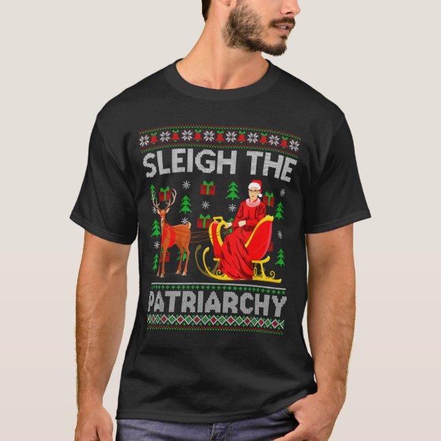Camiseta Feminist Ruth Bader Ginsburg Rbg Xmas Sleigh The P (Anverso)