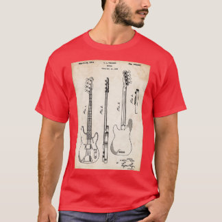 Camiseta Fender Precision Bass Guitar US Patente Art