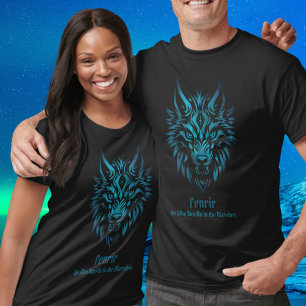 Camiseta Fenir Fenris nordic Wolf face blue