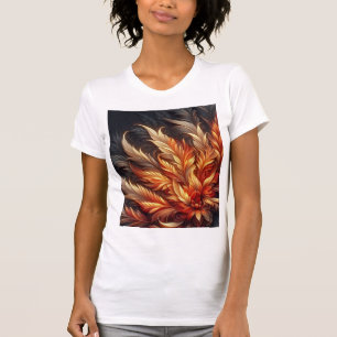 Camiseta Fénix Ardiente en Flor — Floral de Plumas Ígneas