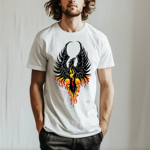 Camiseta Fénix Ardiente Resurgiendo Pájaro de Fuego Llamas 