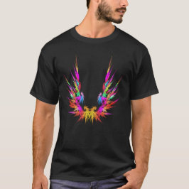 Camiseta Fénix - arte fractal colorido sobre negro