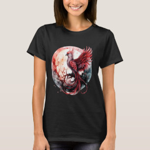 Camiseta Fénix Sakura Tree Mithítico Bird Moon Fire Phoeni