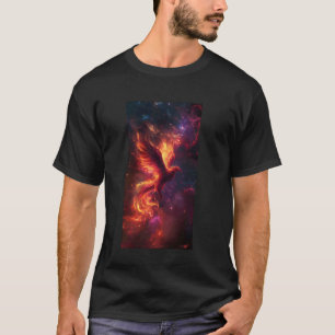Camiseta Fénix y fuego en llamas con alas de fuego a mitad