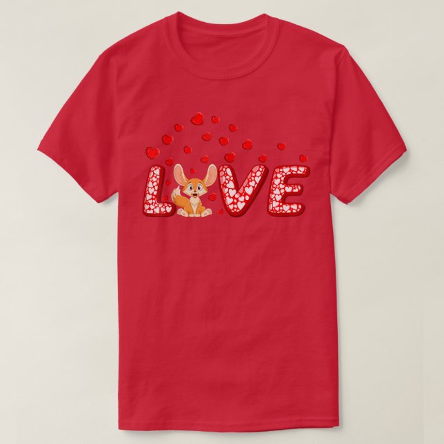 Camiseta Fennec Fo Lover Corazones Funny Love Fennec Fo Val (Diseño del anverso)