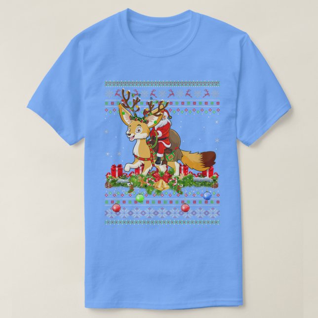 Camiseta Fennec Fo Lover Xmas Ugly Santa Riding Fennec Fo C (Diseño del anverso)