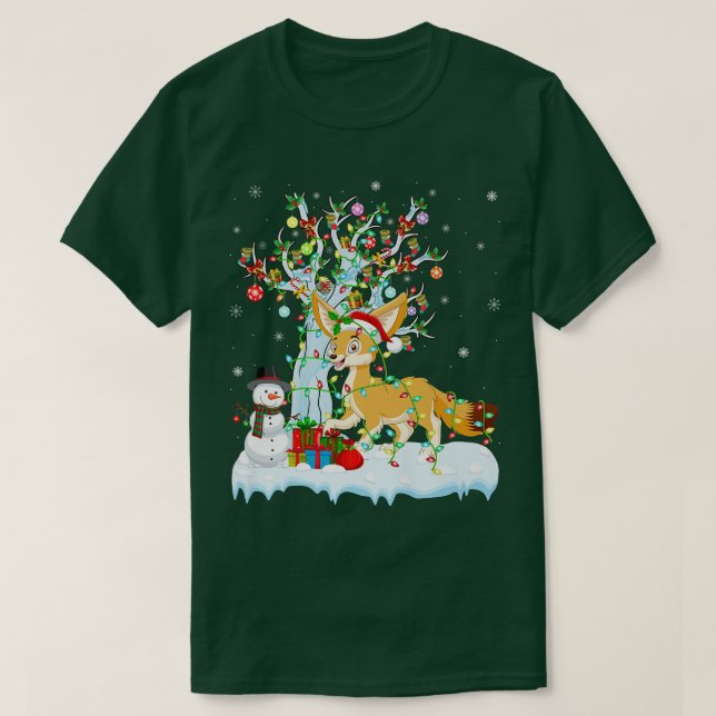 Camiseta Fennec Fo Xmas Tree Lighing Santa Hat Fennec Fo C (Diseño del anverso)