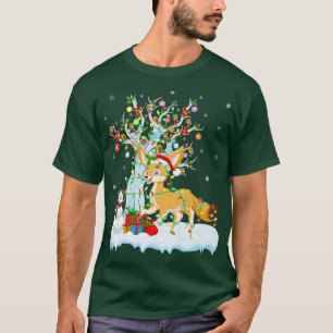 Camiseta Fennec Fo Xmas Tree Lighing Santa Hat Fennec Fo C