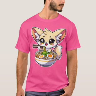 Camiseta Fennec Fox come a Ramen japonés Anime Kawaii Chica