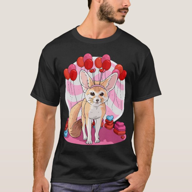 Camiseta Fennec Fox Heart Valentine Day Decor Gift (Anverso)
