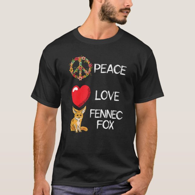 Camiseta Fennec Fox Love Peace Heart Unity Animal Fennec (Anverso)