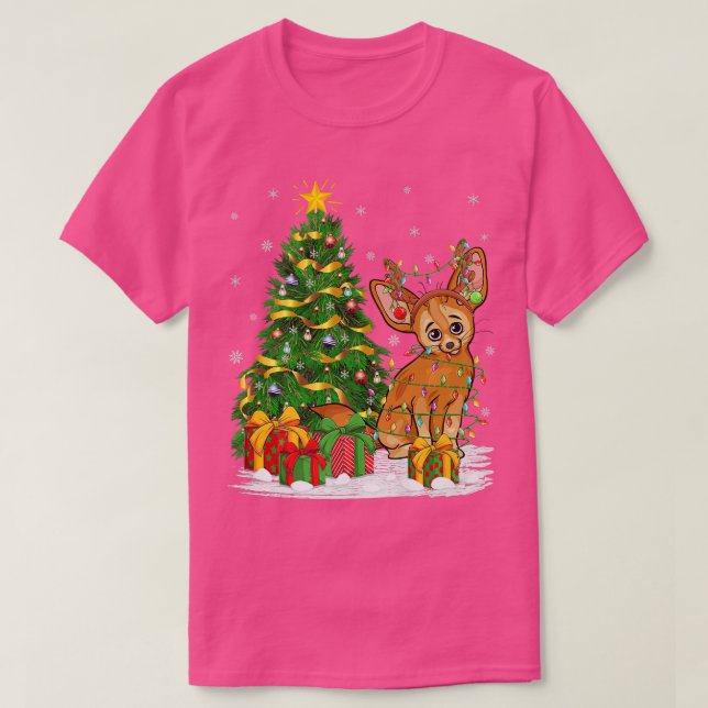 Camiseta Fennec Fox Lover Coincide con Xmas Iluminación Fen (Diseño del anverso)