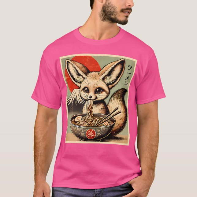 Camiseta Fennec Fox Ramen japonés Kawaii Anime (Anverso)