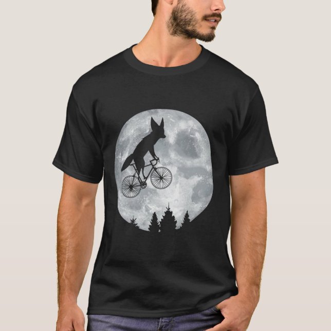 Camiseta Fennec Fox Riding Moon Bike Halloween Ciclismo Lun (Anverso)