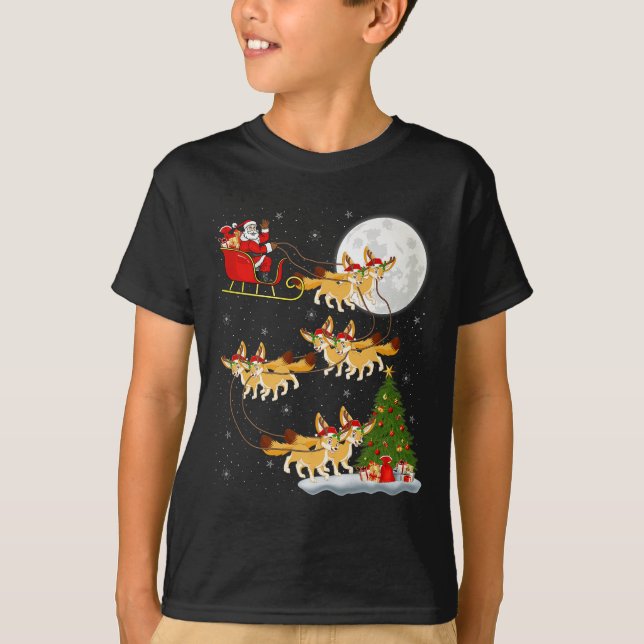 Camiseta Fennec Fox Santa Sleigh Flying Funny Magical Chris (Anverso)