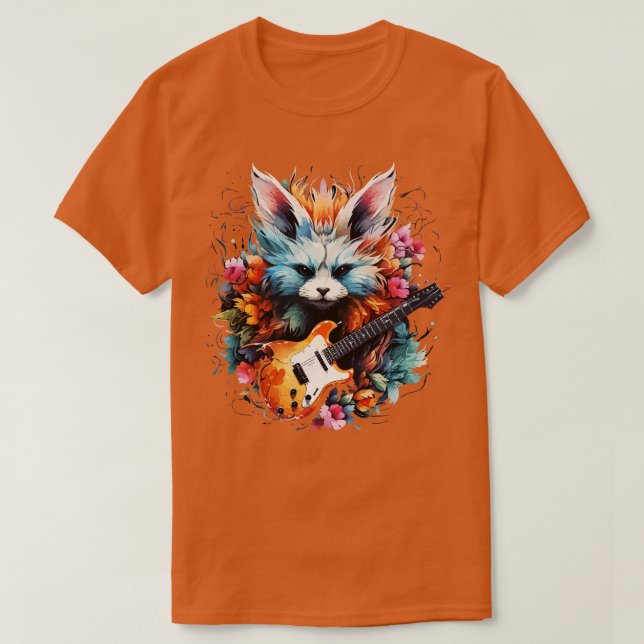 Camiseta Fennec Fox Tocando Guitarra (Diseño del anverso)