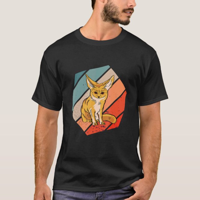 Camiseta Fennec Fox Vintage Retro Hexagon Desert Fennec Fox (Anverso)