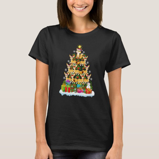 Camiseta Fennec Fox  Xmas Lights  Fennec Fox Christmas Tree (Anverso)