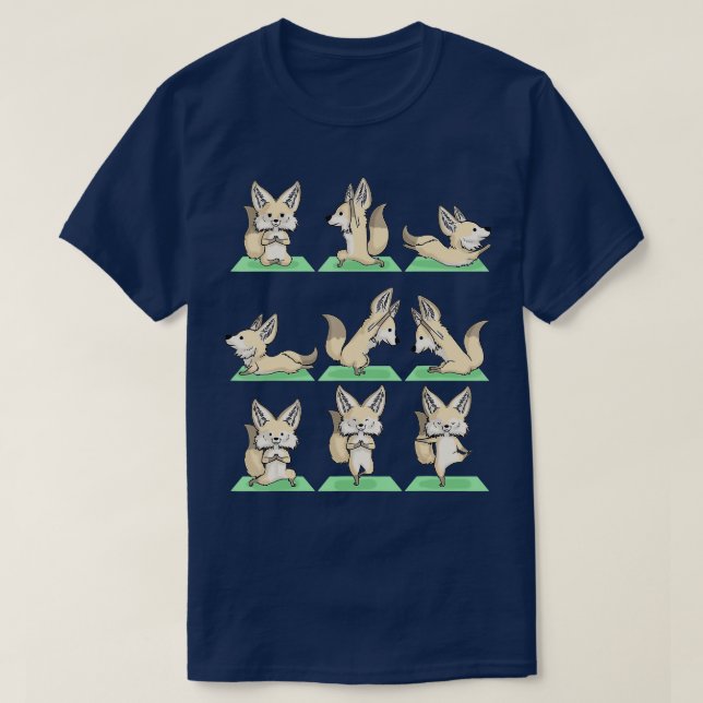 Camiseta Fennec Fox Yoga Pose Zen Curte Ejercicio De Entren (Diseño del anverso)