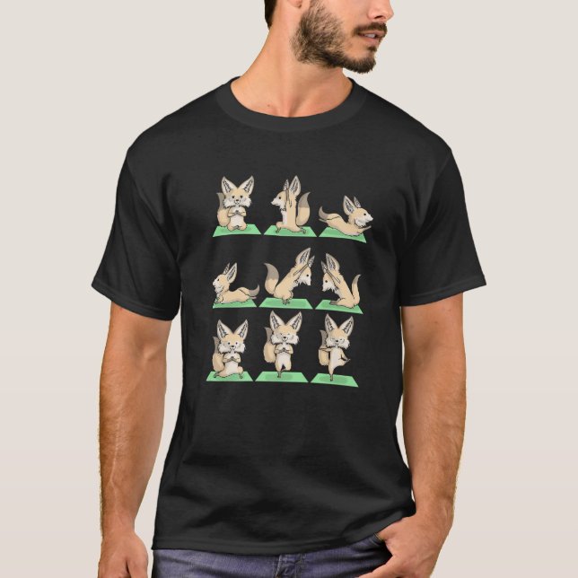 Camiseta Fennec Fox Yoga Pose Zen Curte Ejercicio De Entren (Anverso)