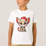 Camiseta Fennec Merry Christmas Winter Animals Cute Fennecs<br><div class="desc">El Fennec para Navidades con luces de hadas. Animales divertidos con luces y gorras de amigos para las vacaciones. Los zorros de Fennec son animales dulces y perfectos para los Navidades. Perfecto para sus hijos en la temporada de navidades.</div>