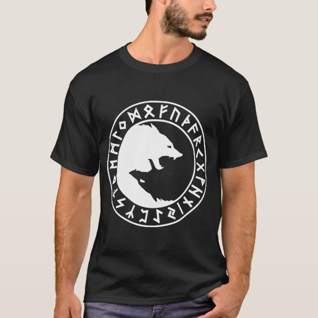 Camiseta FENRIR ying yang a los nórdises Odin Viking (Anverso)