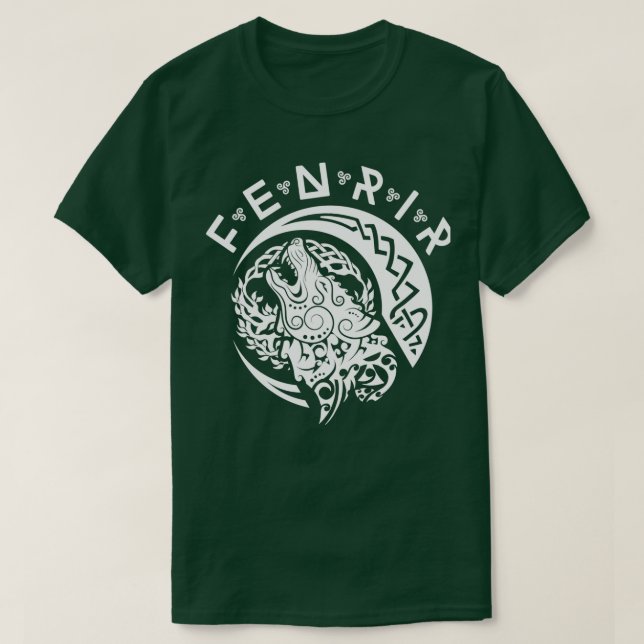 Camiseta Fenriswolf Fenrir White Wikinger Vikings (Diseño del anverso)