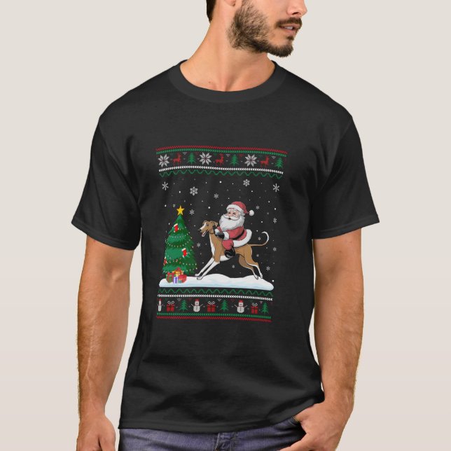 Camiseta Feo Árbol de Navidad enciende Navidad Santa Riding (Anverso)