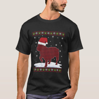 Camiseta Feo Bulldog francés Santa Hat Navidades Pajama Sno