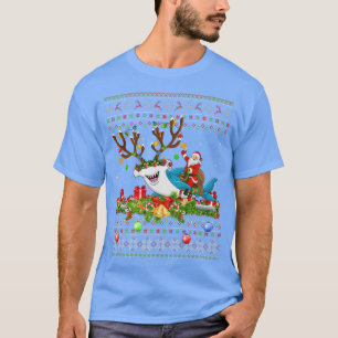 Camiseta Feo Navidad Santa Riding Hammerhead Sharm Navidade